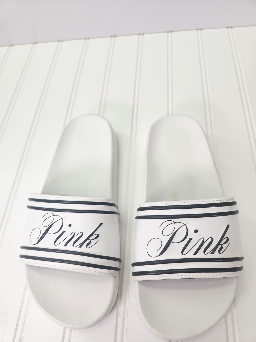 PINK Victoria's Secret by Victoria's Secret White Kids Slide Sandals Small 5/6 - Picture 5 of 7